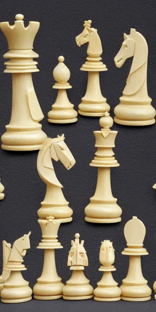 Image similar to a set of chess pieces carved to look like anthropomorphic animals