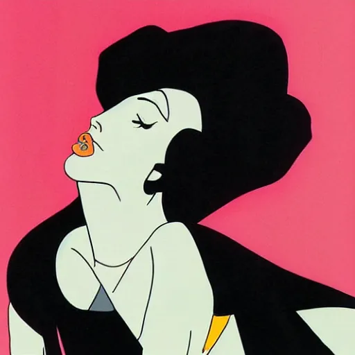 Image similar to confused fashion model, 1 9 8 4. painting by patrick nagel.