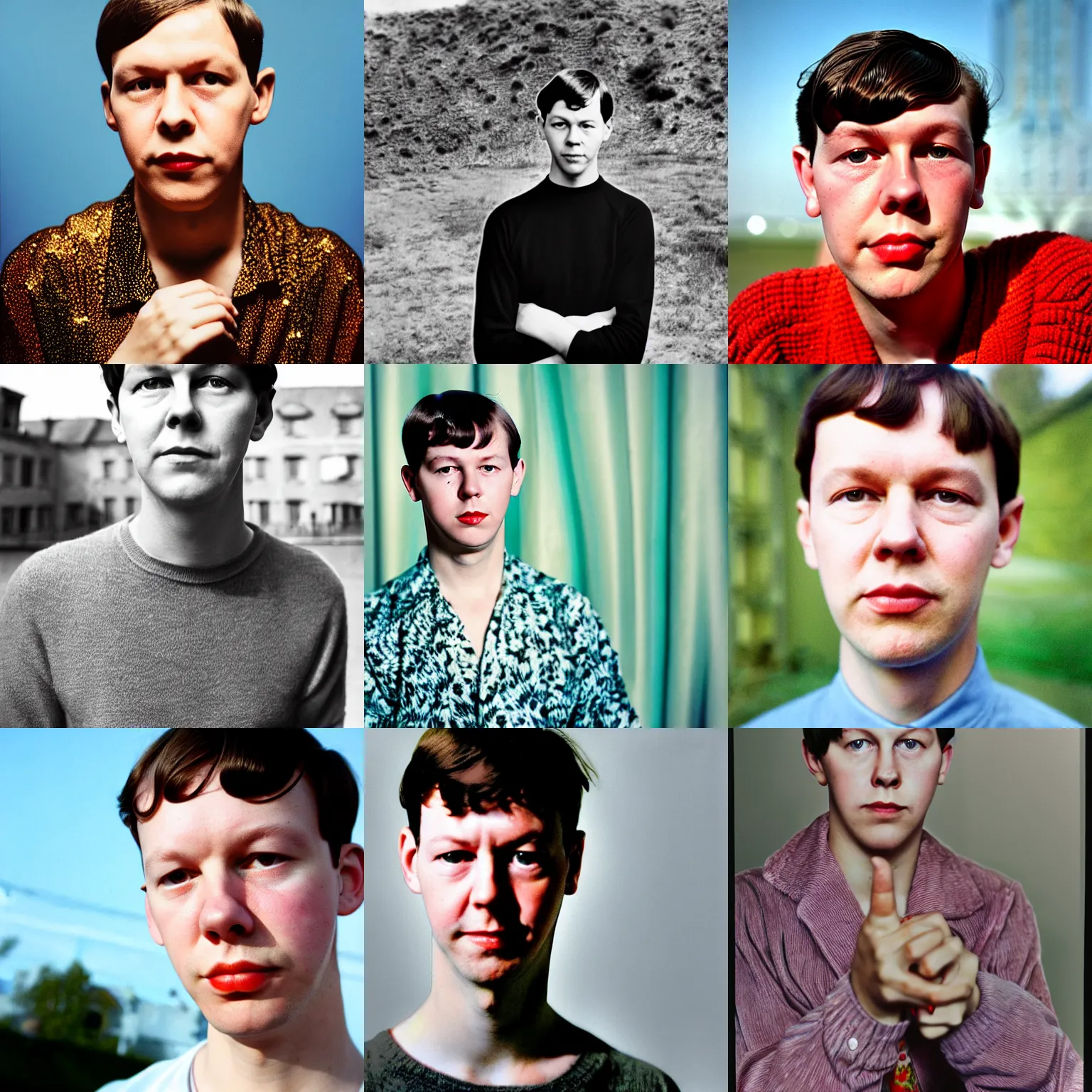 Prompt: a close up color portrait of a young joe orton with background scenery by juergen teller, iris van herpen rankin, ring - flash