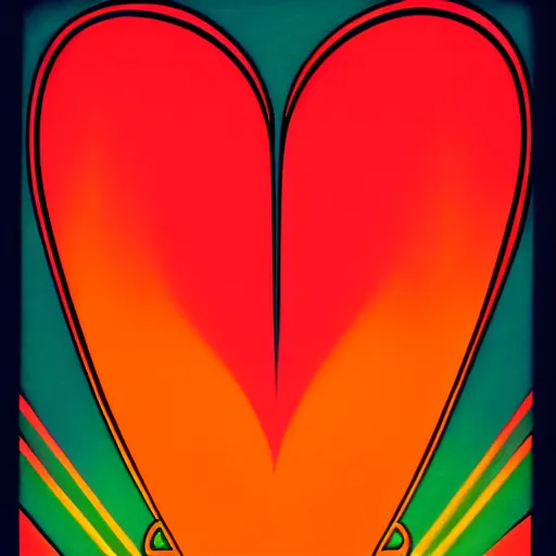 Image similar to cartoon heart on fire, symmetrical, washed out color, centered, art deco, 1 9 5 0's futuristic, glowing highlights, peaceful
