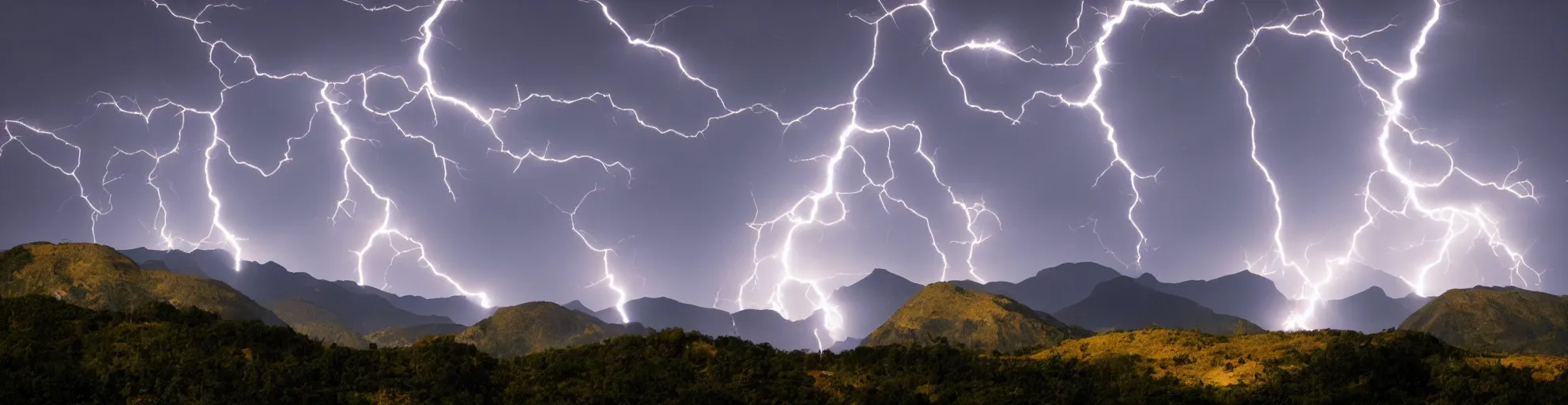 Image similar to solar montain with lightning bolts.