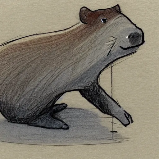 Image similar to court sketch of a capybara defending a parking ticket in a court room