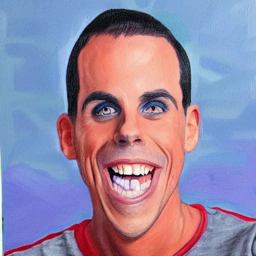 Prompt: painting of steve o with crayons