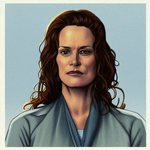 Prompt: a detailed illustration of a Elizabeth Shue, jenny Frison