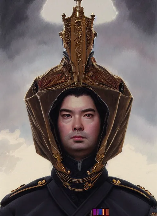 Prompt: portrait of supreme leader rich evans, royalty, extravagant, lord, full body, military uniform, fantasy, intricate, elegant, beautiful, highly detailed, charcoal, centered, dark, smokey, digital painting, artstation, concept art, art by artgerm and greg rutkowski and alphonse mucha