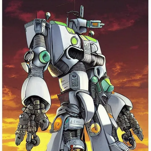 Image similar to masamune shirow and Sergio Bleda and Jérémy Petiqueux and Alex Maleev artwork of a retro robot mecha dog