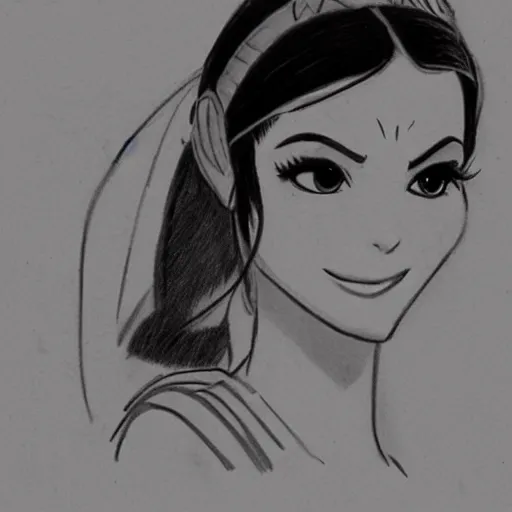 Image similar to milt kahl sketch of victoria justice as princess padme from star wars episode 3