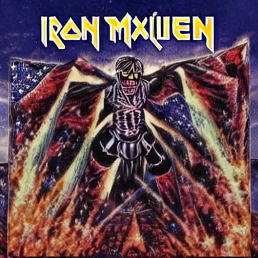 Prompt: iron maiden album cover anime style