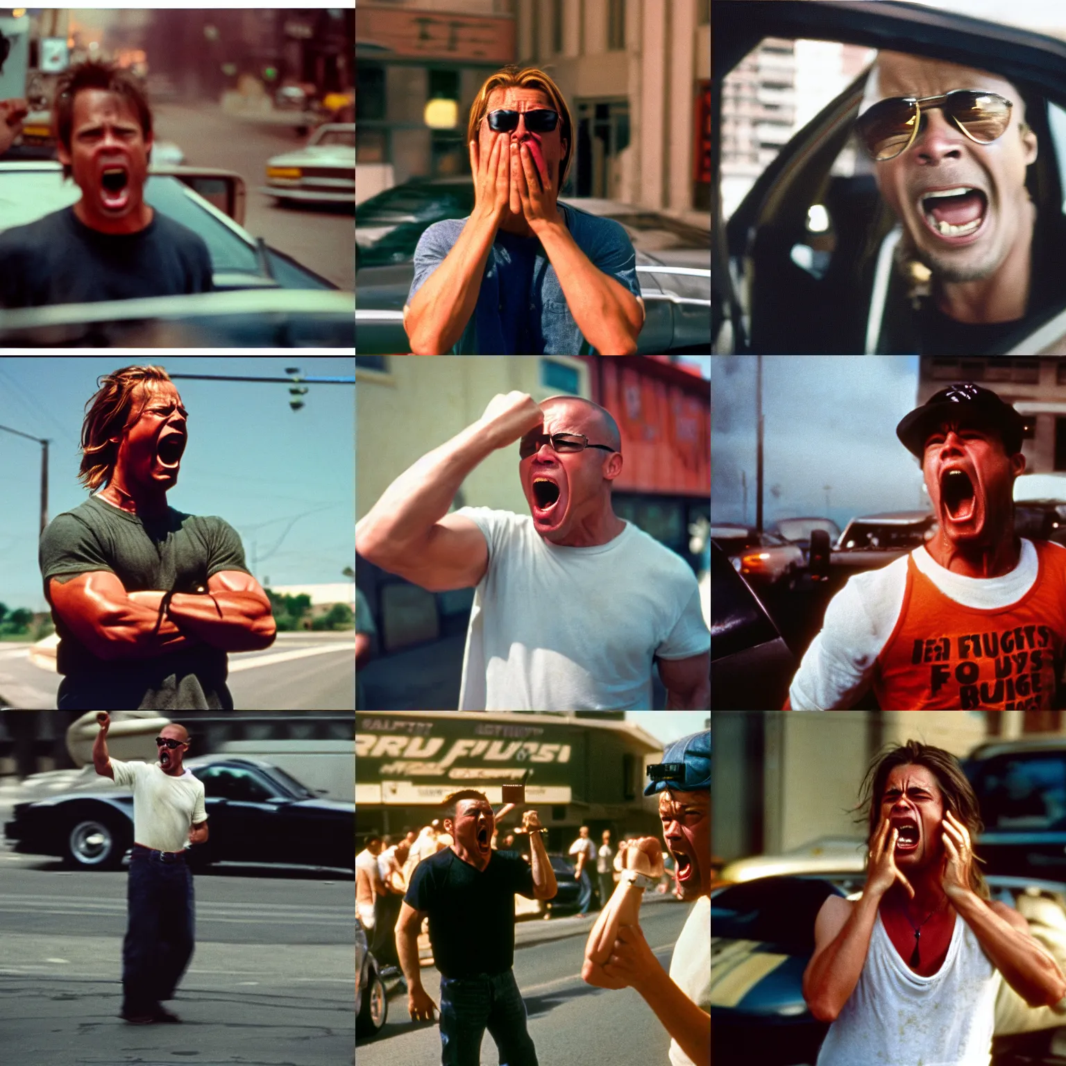 Prompt: unhappy angry furious upset yelling crying brad pitt shouts at you national geographic, canon 5 0 mm, cinematic lighting, photography, retro, film, kodachrome