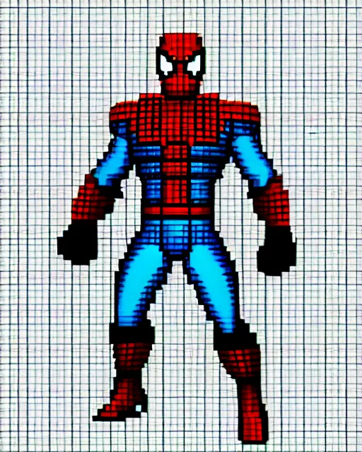 Prompt: a pixel single sprite of armored spiderman ultraman grey fox from metal gear cyborg gay japanese - american hybrid as overwatch character, pixel art, isometric, 3 2 x 3 2, 2 d game art, 1 6 bit, dynamic pose, # pixelart