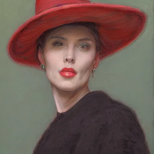 Image similar to portrait of a woman wearing a bowler hat, by donato giancola.