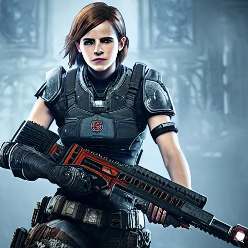 Image similar to emma watson in gears of war destiny 2 call of duty witcher 3 warframe pokemon mario spongebob fortnite ice cream smash bros highly detailed, extremely high quality, hd, 4 k, professional photographer, 4 0 mp, lifelike, top - rated, award winning, realistic, detailed lighting, detailed shadows, sharp, no blur, edited, corrected, trending