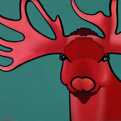 Image similar to sleepy red moose, psychedelic, hein edelmann,