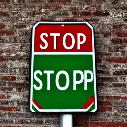 Prompt: stop sign, replace red with green