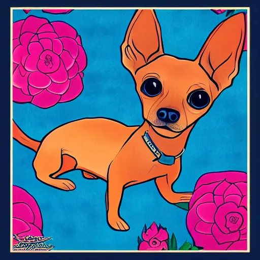 Prompt: a jeremiah ketner illustration of an adorable and cute tan chihuahua/dachshund mix