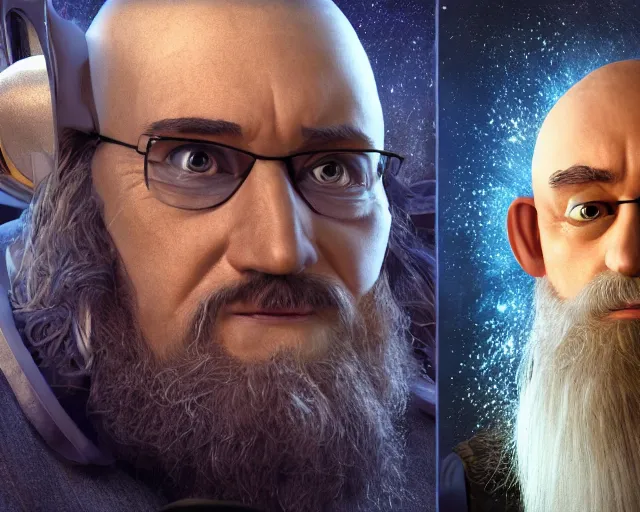 Image similar to buzz light - year is dumbledore, character art, by various concept artists, redshift render, hyperrealistic face, photorealistic render