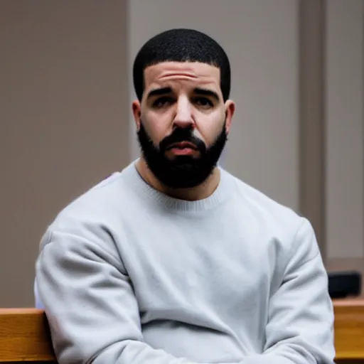 Prompt: Aubrey Drake Graham in a trial in court, dslr photograph