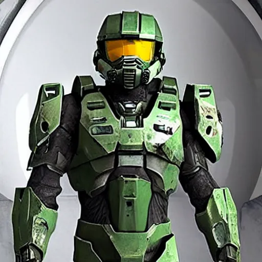 Prompt: master chief armour destroyed and left in a trash bin, photo