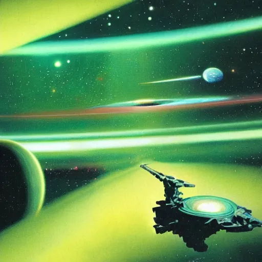 Image similar to Green nebula without planets, Syd Mead, John Harris, Federico Pelat,