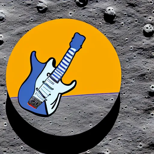 Prompt: photo of an electric guitar on the moon. detailed