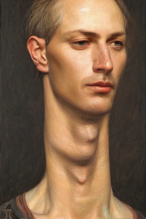 Prompt: beautiful clean oil painting of man portrait study by dino valls, detailed, stunning, realistic, skin color