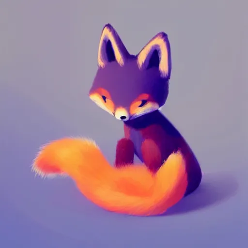 Image similar to goro fujita ilustration a mini fox with a fluffy tail sitting by goro fujita, painting by goro fujita, sharp focus, highly detailed, artstation