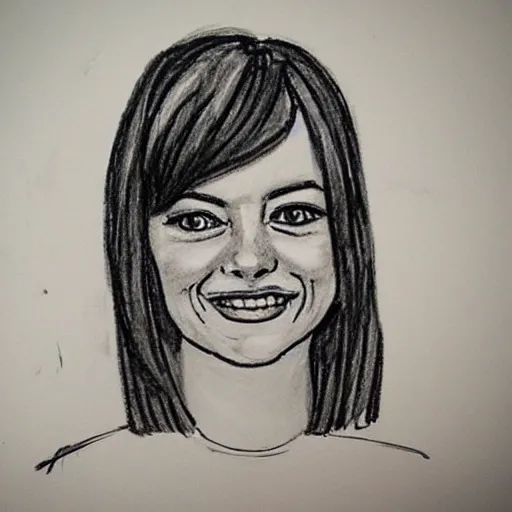 Image similar to childrens drawing of emma stone,