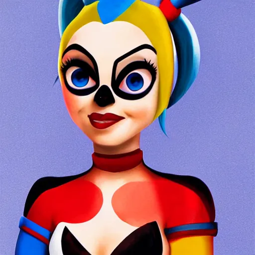 Image similar to Portrait of Harley Quinn by Pixar Studios