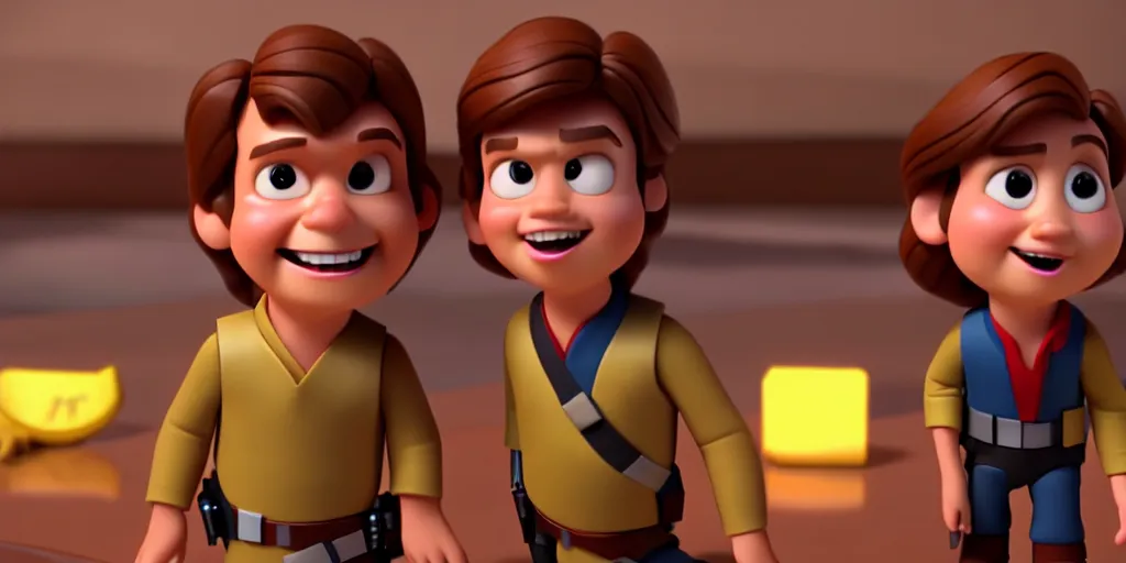 Prompt: a wholesome animation key shot of a han solo pixar and disney animation sharp render 3 d animated, cinematic lighting