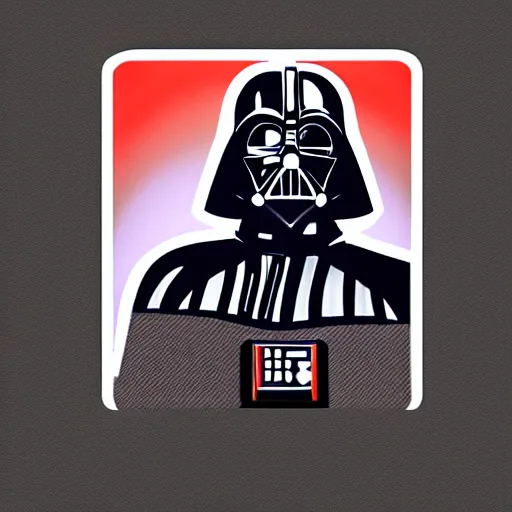 Image similar to darth vader showing his abs, sticker illustration