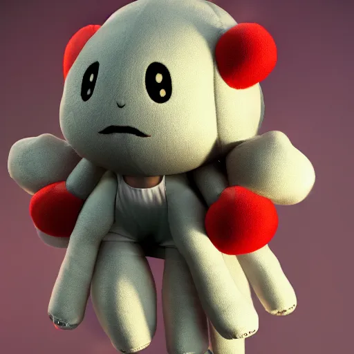 Image similar to cute fumo plush of a girl with four arms, monstergirl, blob anime, bokeh, vray