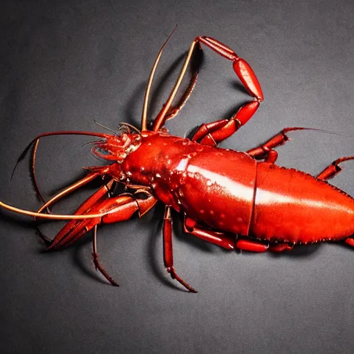Image similar to cross between a lobster and a mobster, a lobster lobster, mafia lobster