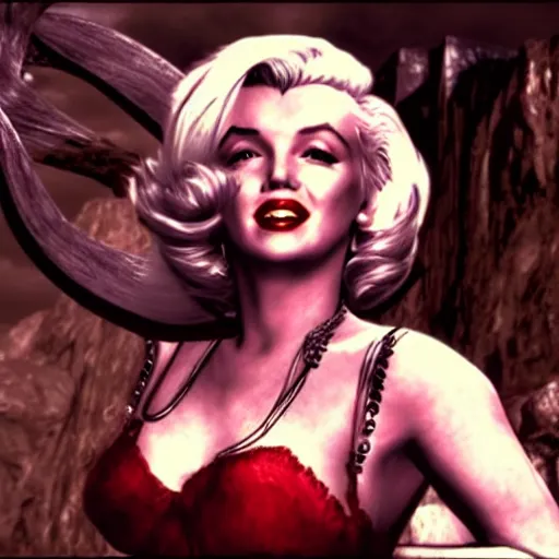 Prompt: marilyn monroe in the God of War game