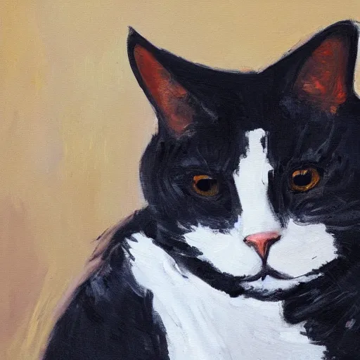 Prompt: painting of a cat hanging at an art gallery, artistic, 4 k, popular