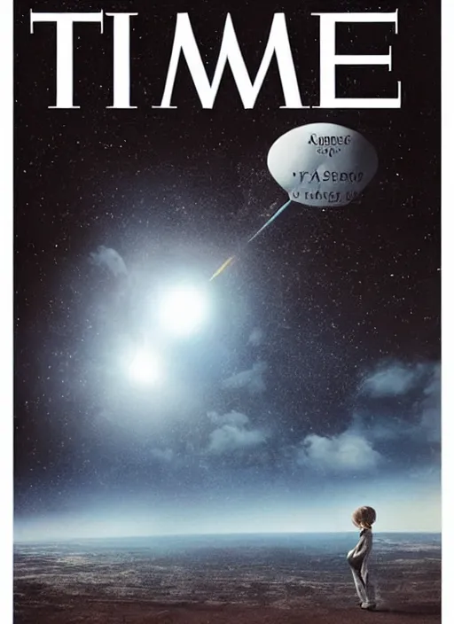 Prompt: TIME, TIME magazine cover, the coming AI singularity, a deepness in the sky, left behind