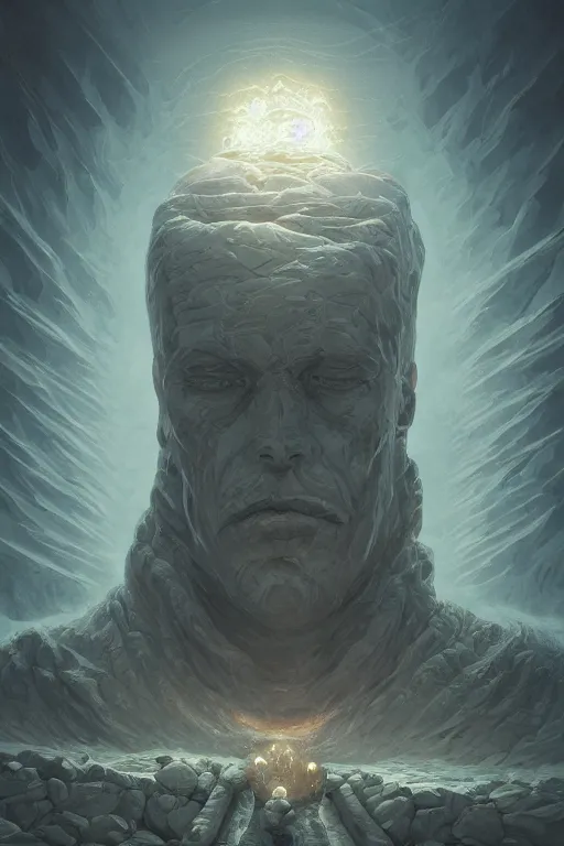 Image similar to portrait of point golem eternal physically accurate, moody dynamic lighting, very very intricate, very very elegant, highly detailed, digital painting, artstation, in the style of Rob Lefield and Dan Mumford , trending on artstation, digital art,surrealism ,macro,blueprint ,vaporwave ,