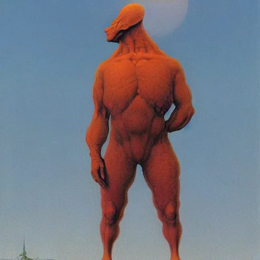 Image similar to A Character by Zdzisław Beksiński and Peter Elson