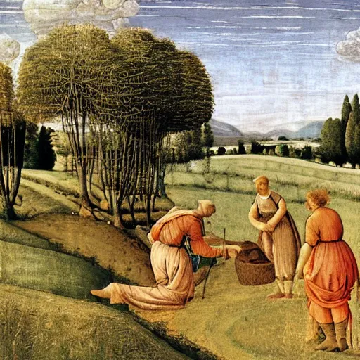 Image similar to Farmer tilling his field by Fra Filippo Lippi,