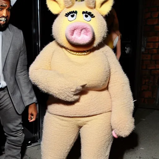 Image similar to kanye west dressed as miss piggy