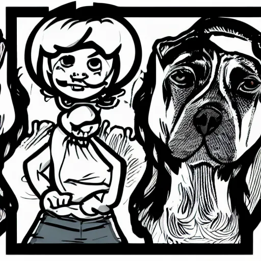 Image similar to pixie and brutus from pet foolery, comics style, computer art, high detail