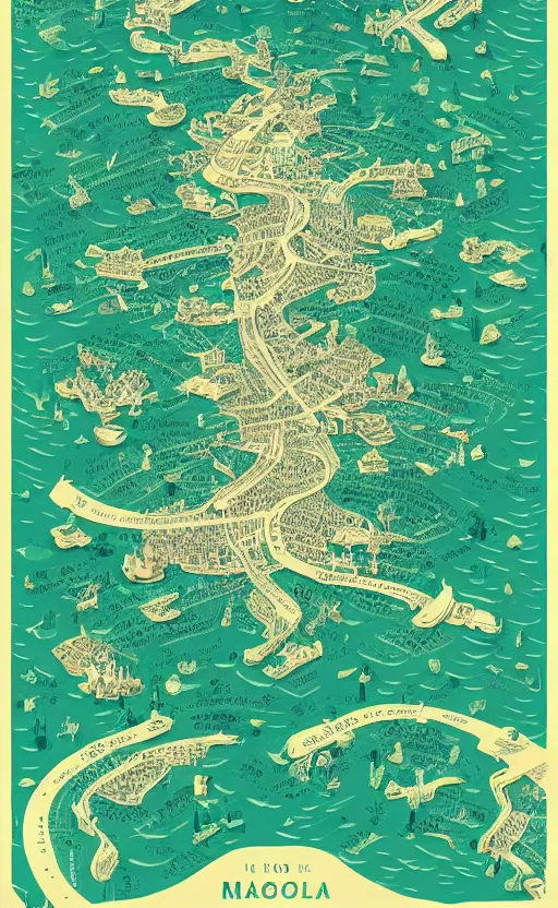 Image similar to a poster with a map on it, poster art by victo ngai, behance contest winner, environmental art, lovecraftian, intricate, infographic, marginalia, unreal engine, epic