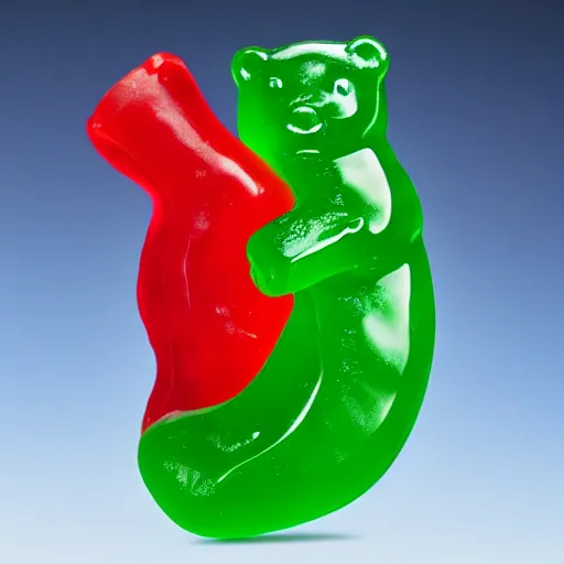 Image similar to a pretend slippery gummy bear, 4 k