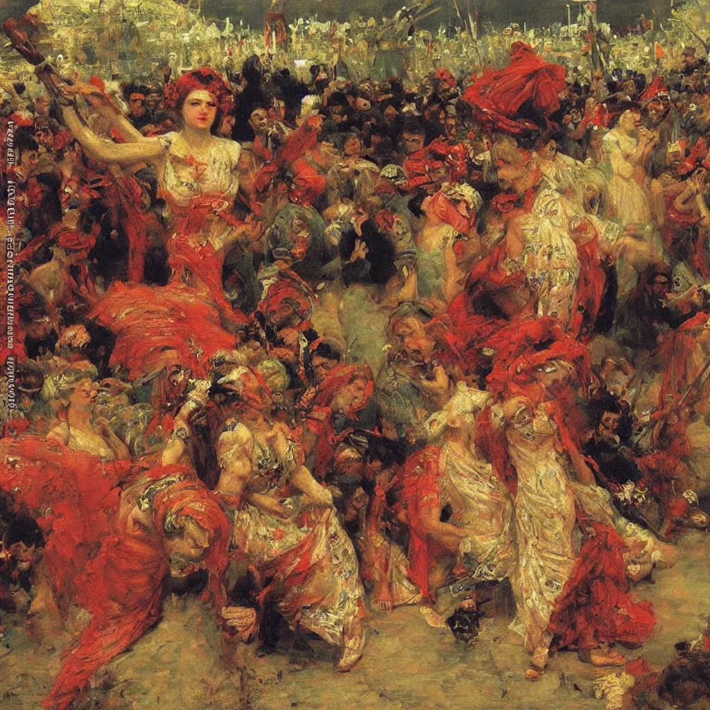 Prompt: painting of Britannia personifying British empure, 1915, bright colored highly detailed oil on canvas, by Ilya Repin