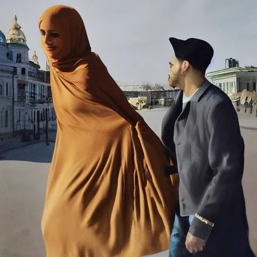 Image similar to anna forsterling and saul bromberger, yulia nevskaya, pulitzer, photorealistic, detailed details / woman wear burqa ride camel and handling gun