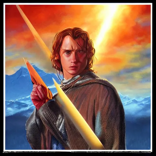 Prompt: Bright, colorful, realistic lord of the rings single individual dramatic backlighting, golden hour, kodachrome, high contrast, highly detailed, sharp focus, digital painting, concept art, illustration, trending on artstation, comic book by Alex Ross cover art