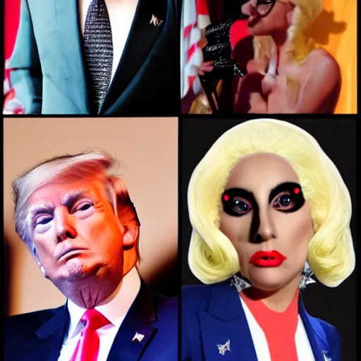 Image similar to donald trump as lady gaga. photograph. 4 k