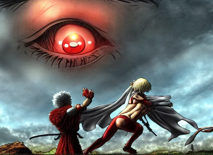 Image similar to a giant hand catches an eyeball, berserk, 4 k resolution, comic style ， ultra detailed,