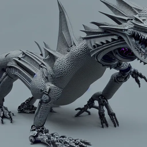 Image similar to a robot similar to a dragon, octane render, 3D