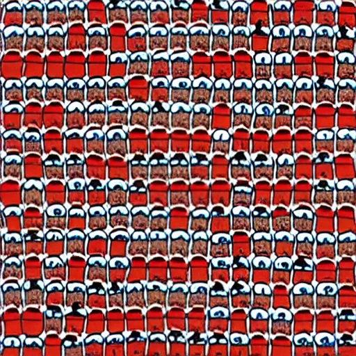 Prompt: League of Legends in the style of where's waldo, depicting dozens or more people doing a variety of amusing things, teemo in red-and-white-striped shirt, by Martin Handford
