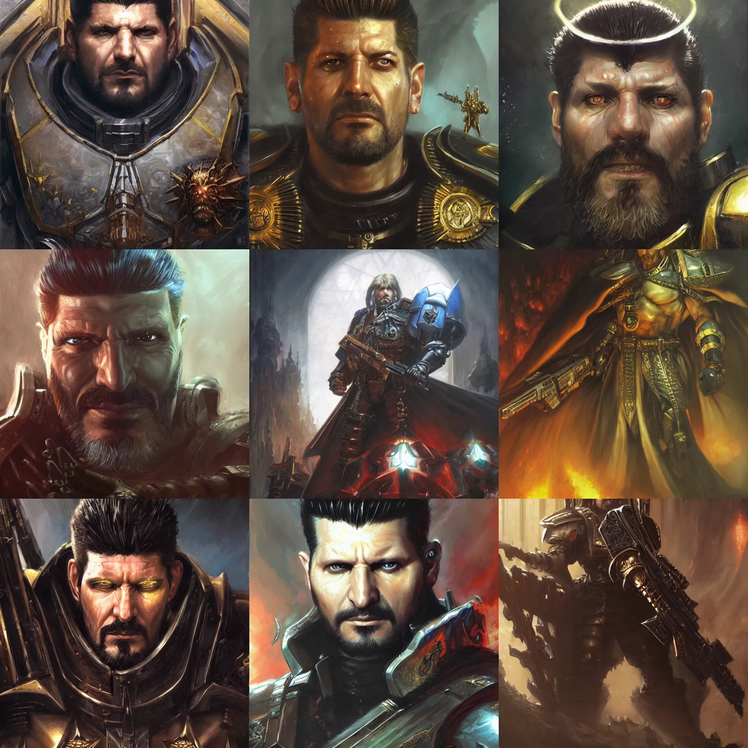 Prompt: Adam Jensen as God Emperor of Mankind, warhammer 40k, closeup character portrait art by Donato Giancola, Craig Mullins, digital art, trending on artstation